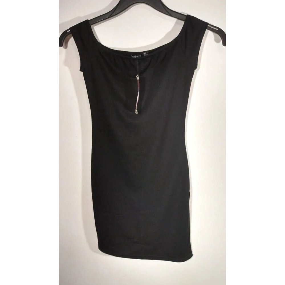 Boohoo Junior Womens Size 4 USA  Black Sleeveless Mini Bodycon Side Slit…